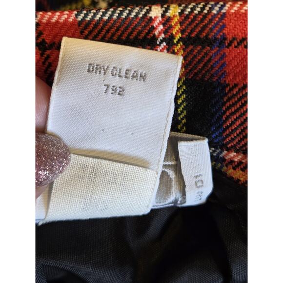 Lands’ End Red Plaid Tartan Pleated Wool Midi Skirt Made in Scotland Womens | 8 - Picture 6 of 10